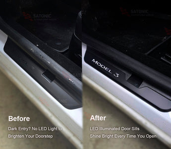 Elevate Your Tesla Model Highland 3 with SATONIC LED Illuminated Door Sills