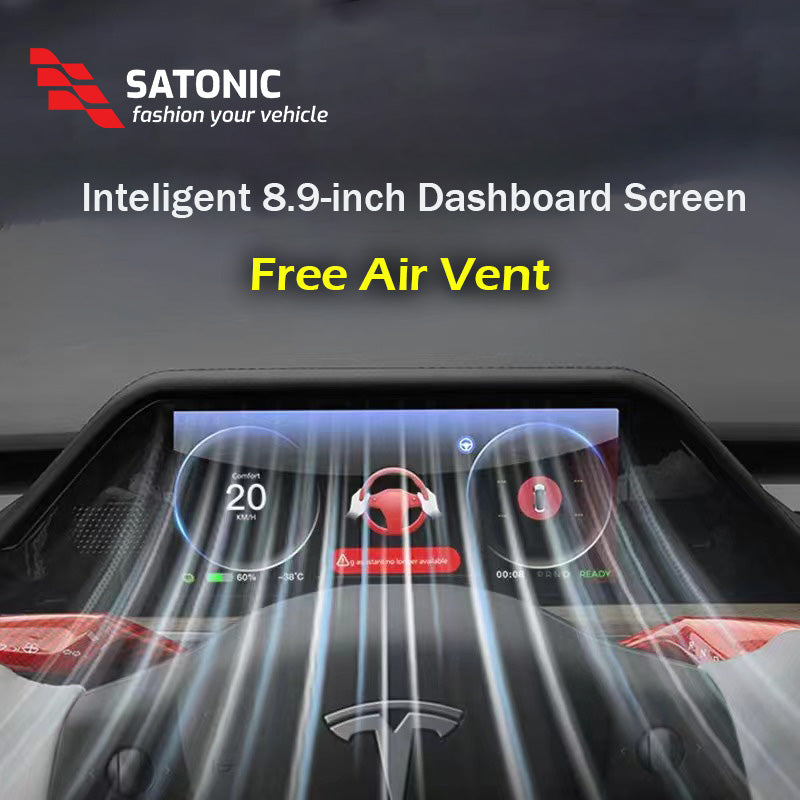 SATONIC 8.9 inch Dashboard For Tesla Model 3 & Y , Free Air Vent & Front Camera