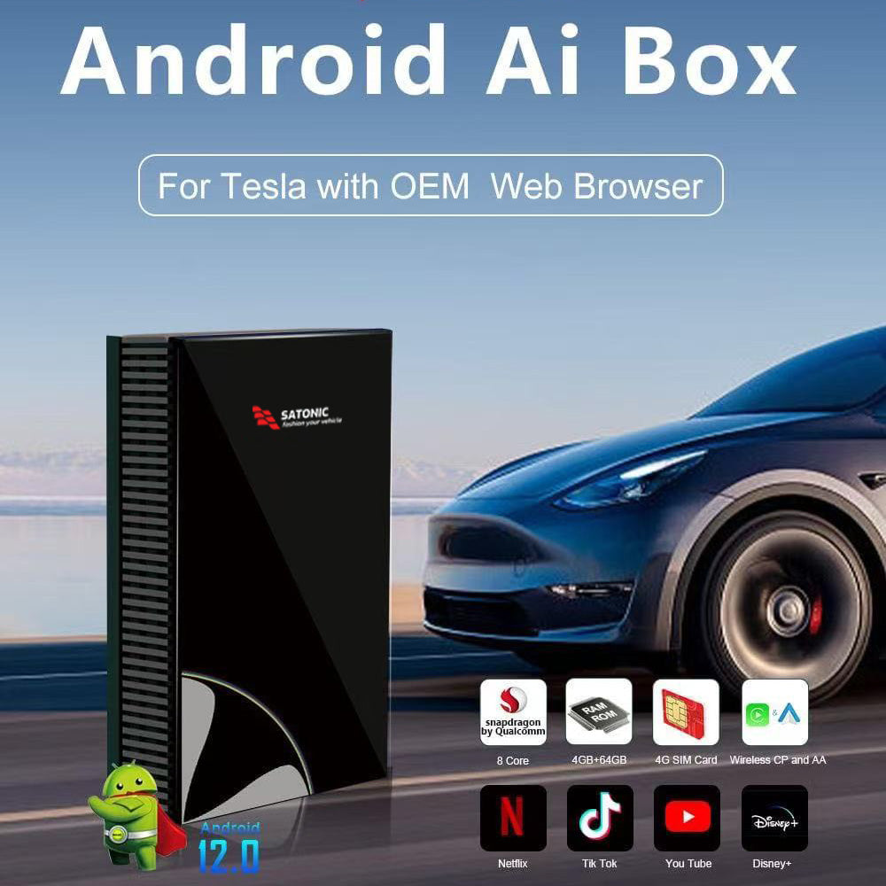 Tesla Andriod 12 Carplay Box Qualcomm IC & 4G 64G Memory